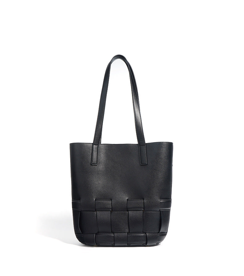 tall woven-hem tote bag – NOIR