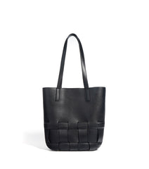 tall woven-hem tote bag – NOIR