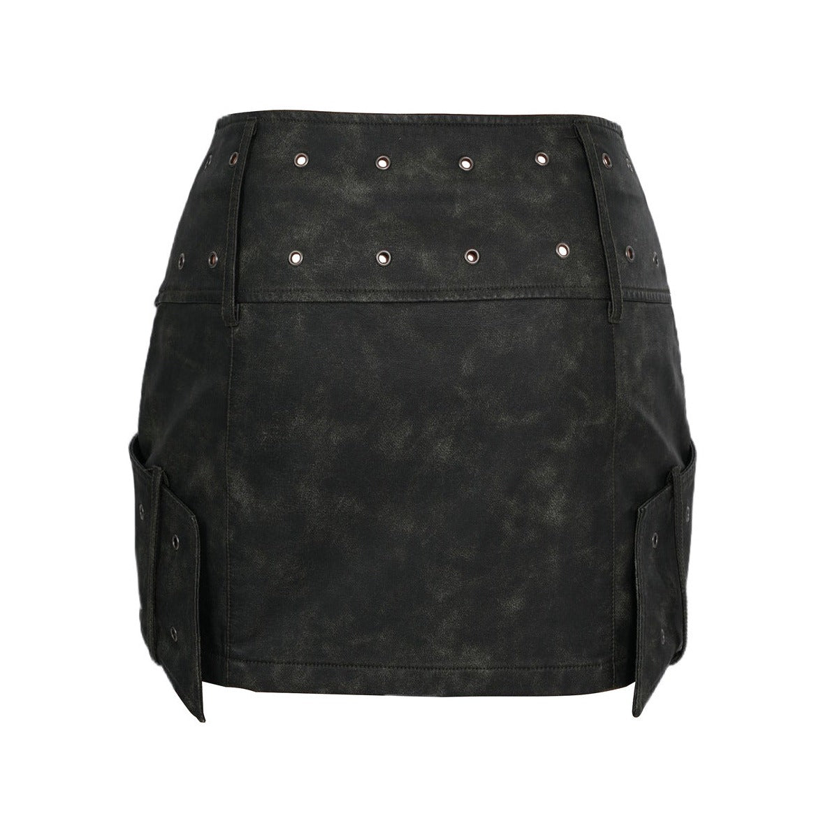 leather mini skirt with oversized buckle detail - Firwxdt