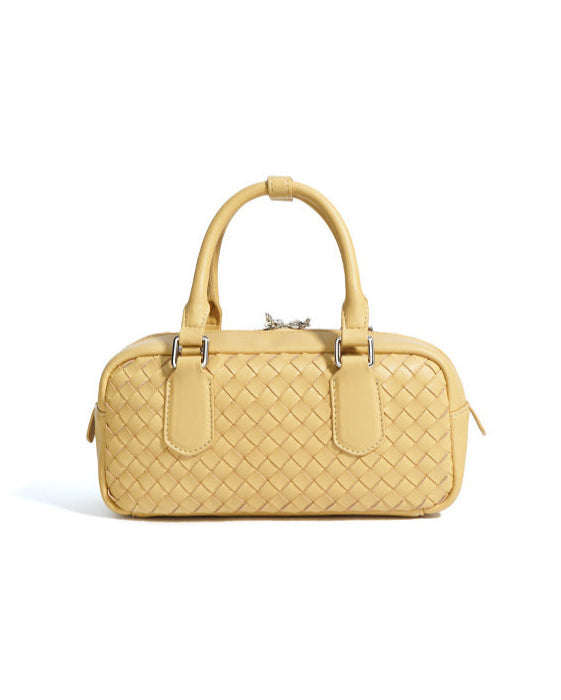 mini woven top-handle bag with lock charm - RIVKA