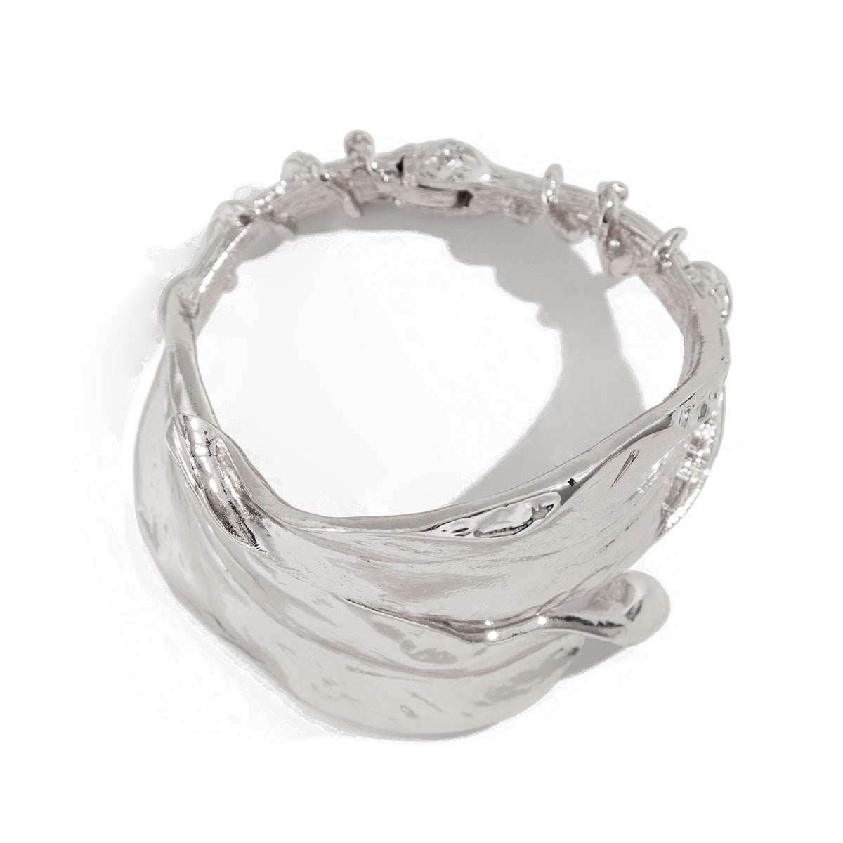 molten gold-texture cuff bracelet with sculpted wave design – NEREH
