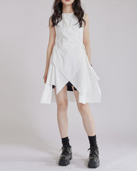 sleeveless wrap dress with asymmetric hem - KAIAZ