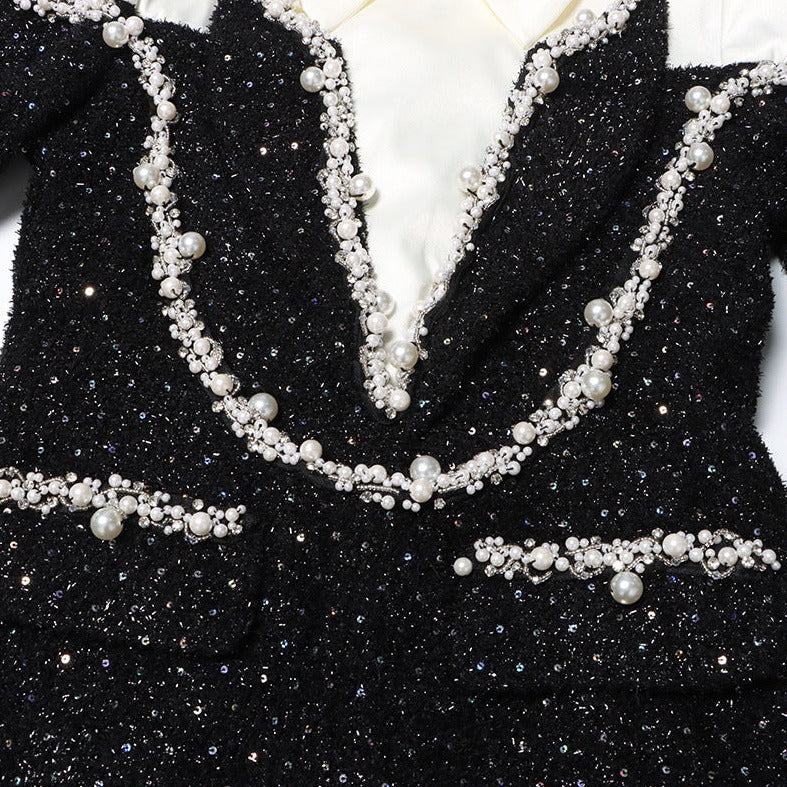 Pearl-embellished tweed mini dress – Ghashia