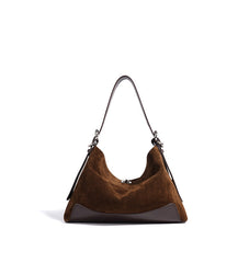 suede crescent hobo bag with leather trim – VERAL