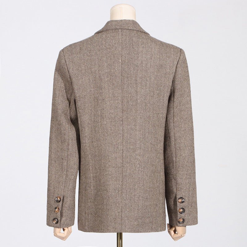 Houndstooth blazer with oversized floral detail - Viktu