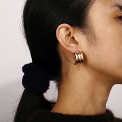 Chunky triple dome hoop earrings - Volki
