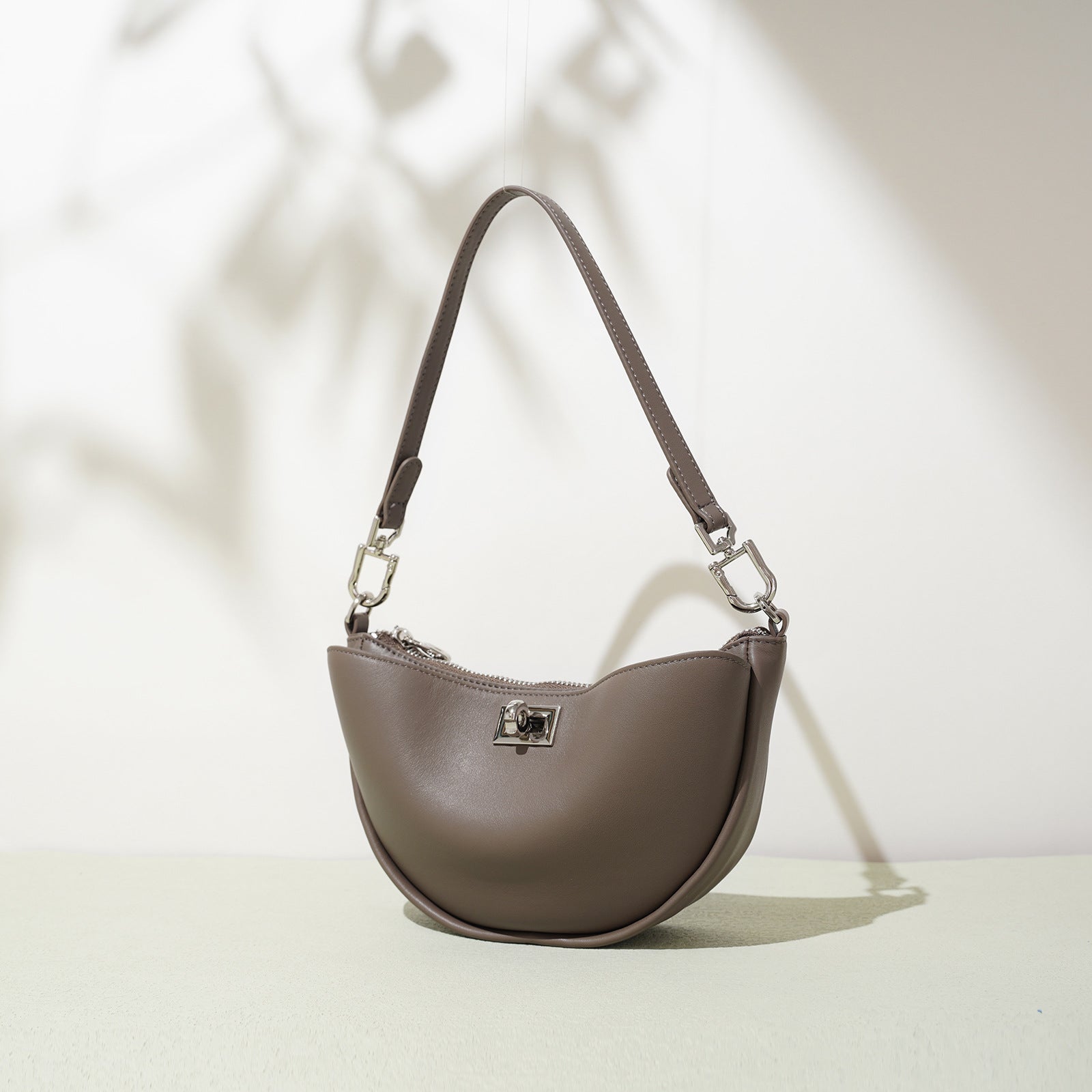 crescent shoulder bag with turn-lock and wide strap - ALOMA