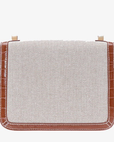 structured canvas crossbody bag with croc-trim details – SUJEN