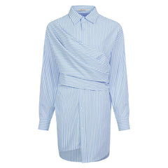 Striped wraparound shirt with button front - Lingu