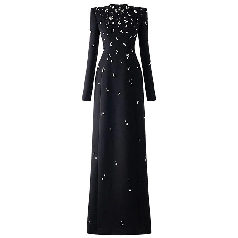 embellished long-sleeve column gown – Lormen
