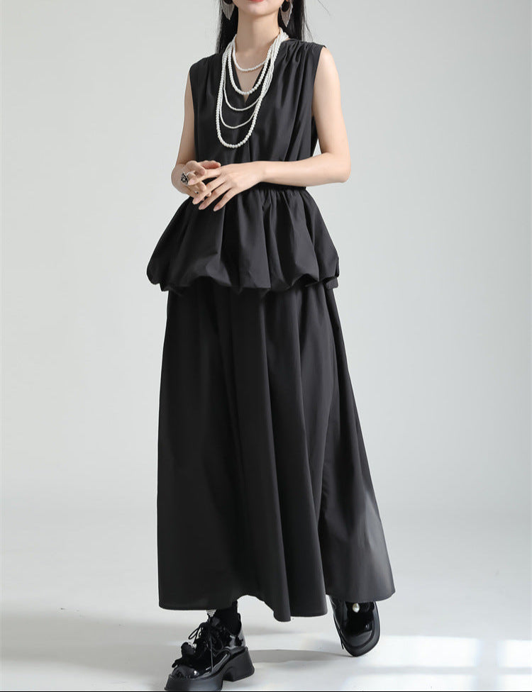Sleeveless peplum suit with gathered waist - OPHELIW