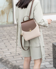 two-tone backpack with round clasp – LUCIA