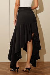 High-waisted asymmetrical skirt with ruffled hem – Nermi