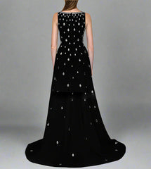 black sleeveless gown with silver teardrop embellishments – Soopy