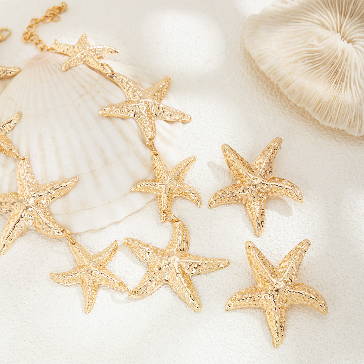 Starfish statement necklace and earrings set - Cujri