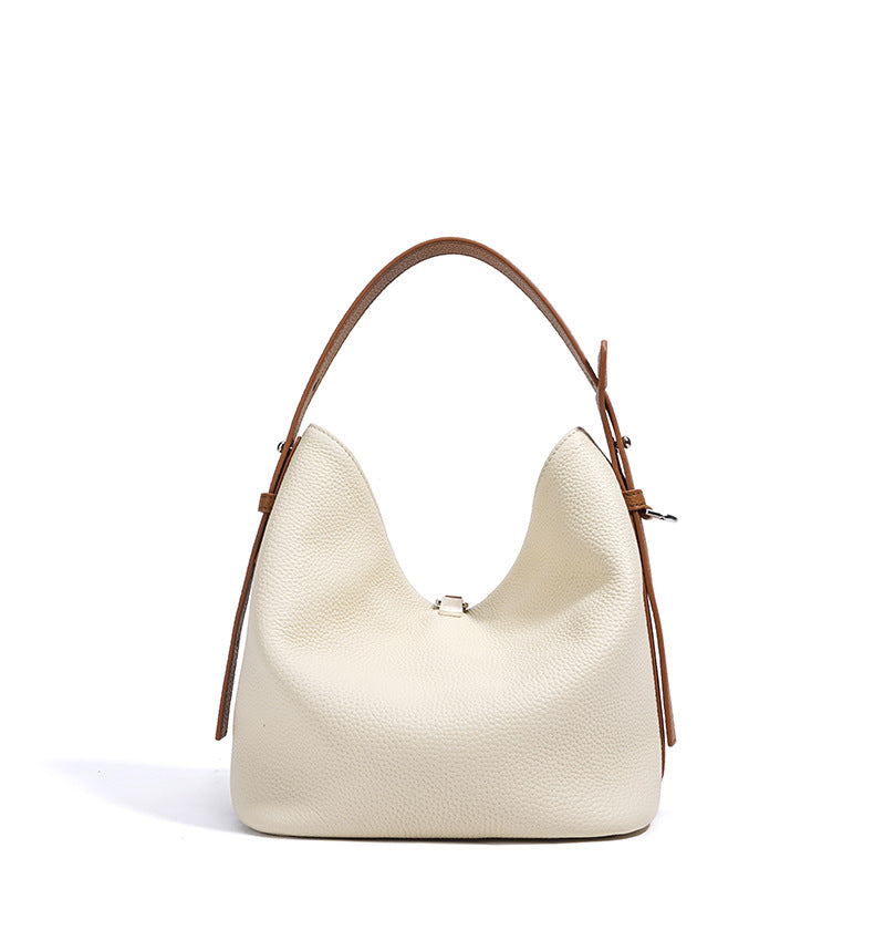 Soft Leather Shoulder Bag with Contrast Trim – SIENA