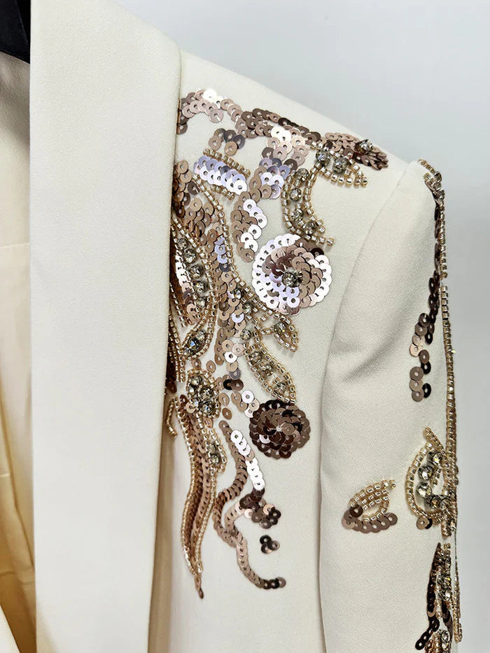 embellished blazer dress with draped skirt – Sooly