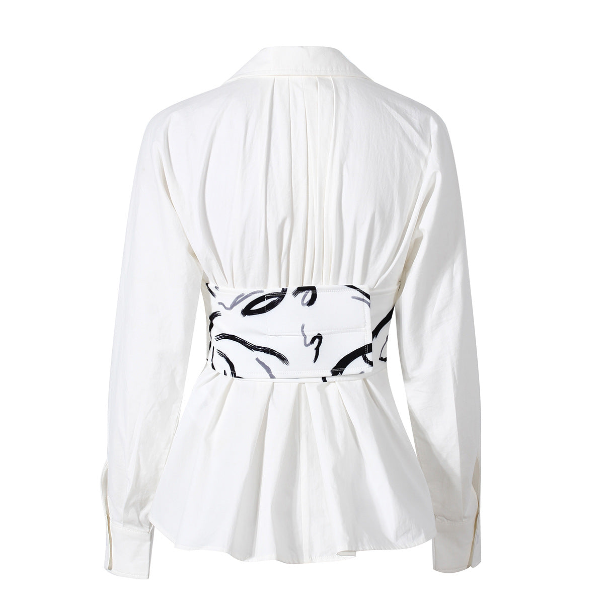 abstract corset shirt with curved hem – LYRA