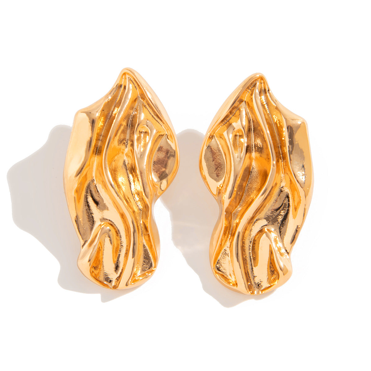 Molten wave stud earrings with organic contours - Roni