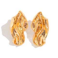 Molten wave stud earrings with organic contours - Roni