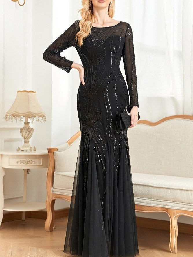 sequined mermaid gown with starburst pattern – Fistwqh
