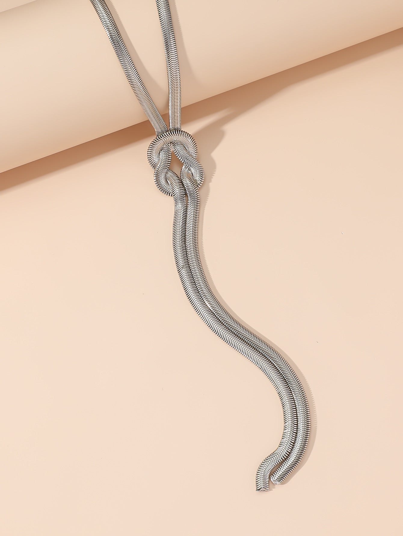 Metal rope necklace with statement knot drop - Vinta