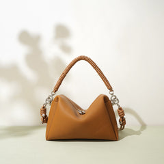geometric leather handbag with coiled handle – SIENNA