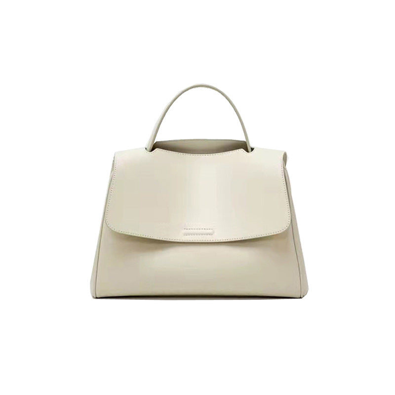 structured flap top-handle bag in caramel leather – ARIZ
