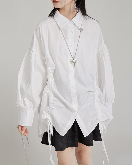 Relaxed oversized shirt with adjustable drawstring - Zardu