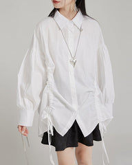 Relaxed oversized shirt with adjustable drawstring - Zardu