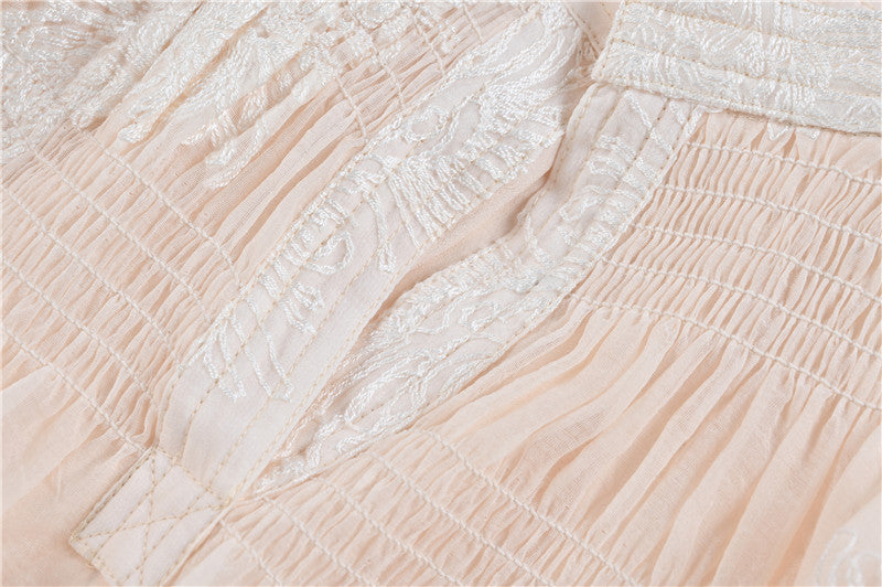 embroidered organza midi dress with puff sleeves – Elsabeth