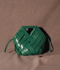 woven leather triangle-handle crossbody bag - Ahrana