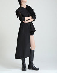 Ruffled asymmetrical shirt dress with belt - Atylu