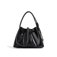 glossy drawstring shoulder bag with knot detail – SIENNA