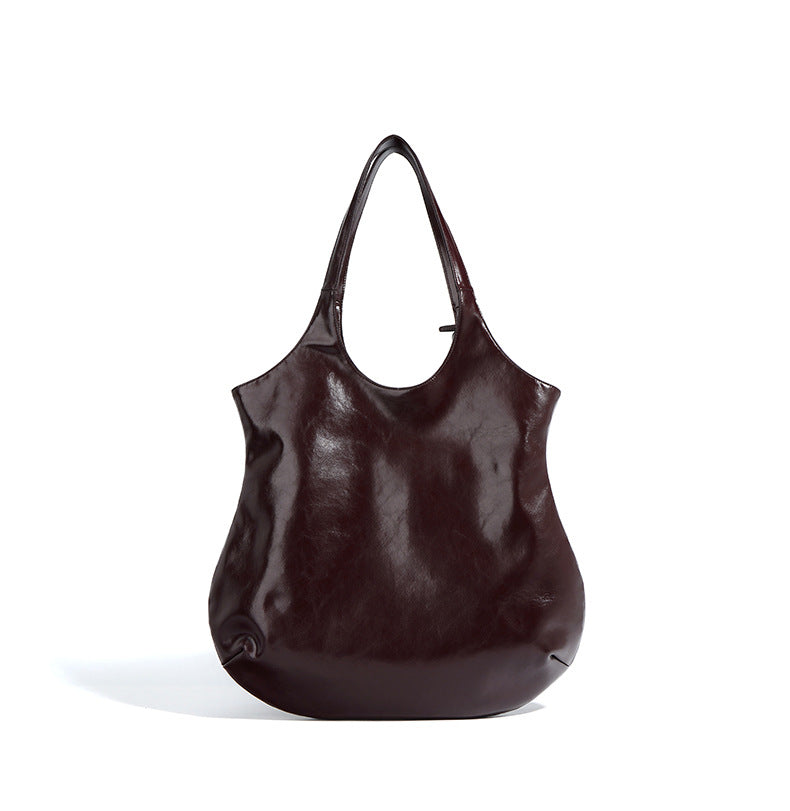 oversized slouchy tote bag with smooth leather finish - NALUXA