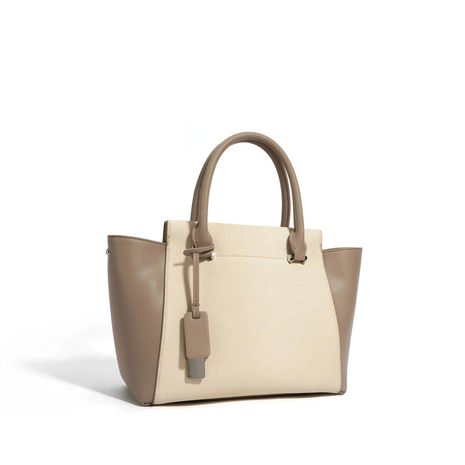 canvas tote bag with leather side panels – SIENNA