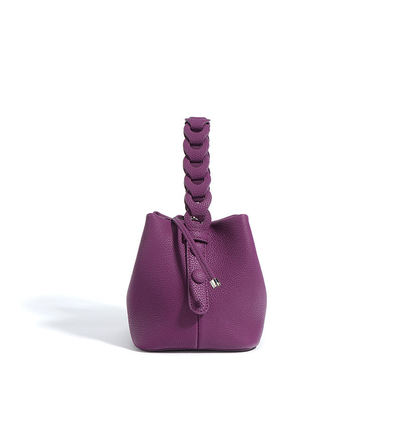 drawstring mini bucket bag with braided top handle – SIENNA