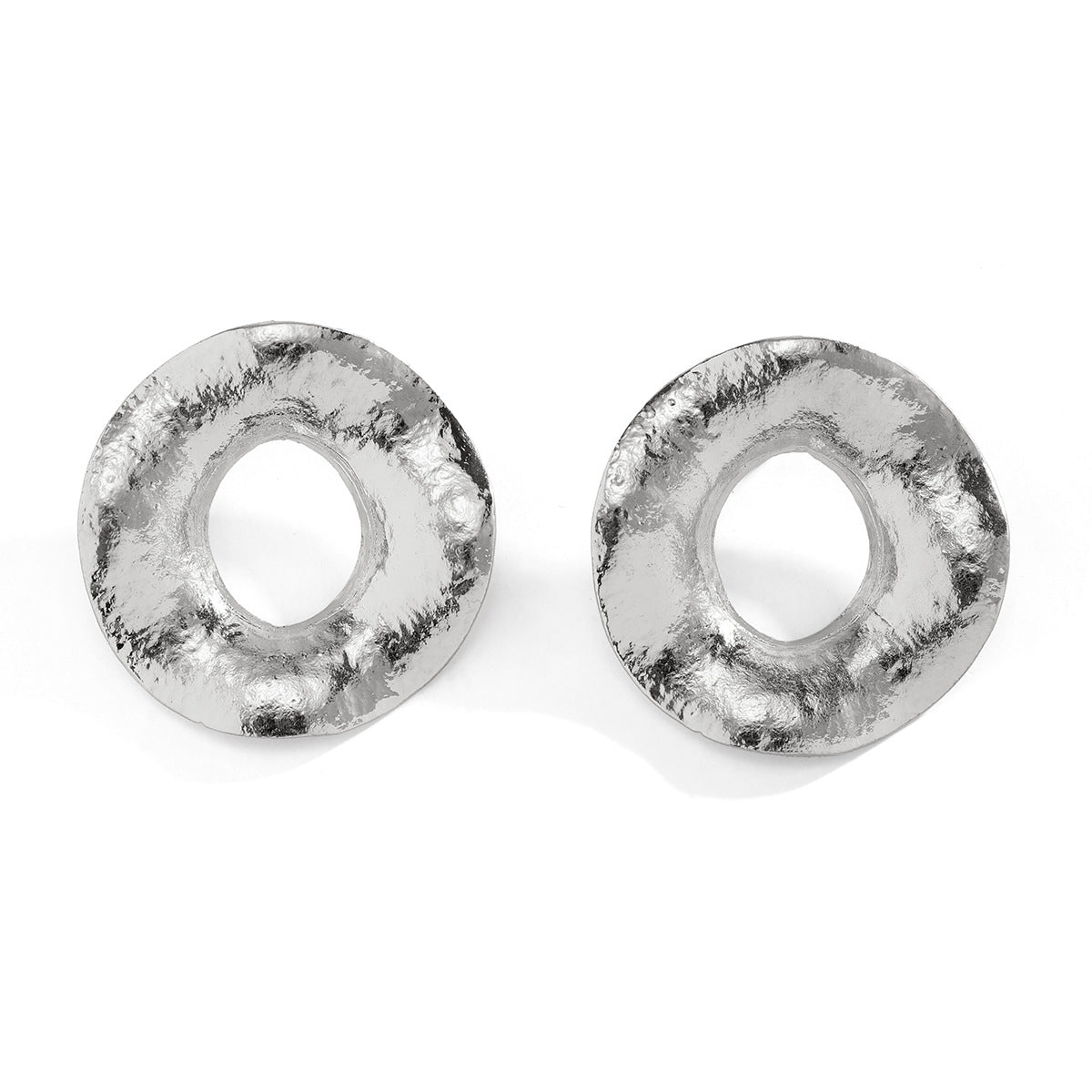 textured open disc earrings in antique silver – ARDENA