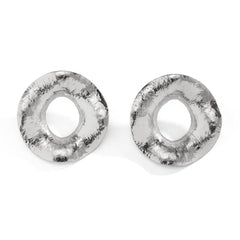 textured open disc earrings in antique silver – ARDENA