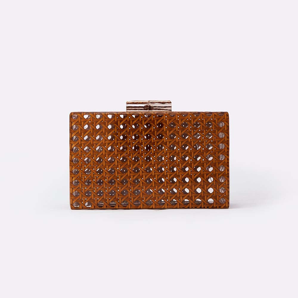 Rectangular box clutch with beaded edges - Irtinu