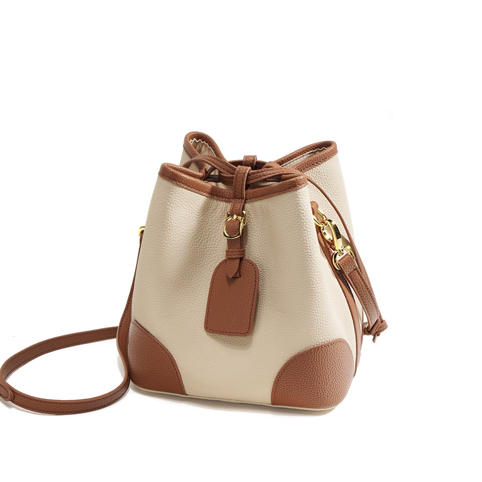 drawstring bucket bag with contrast trims - LUYRA