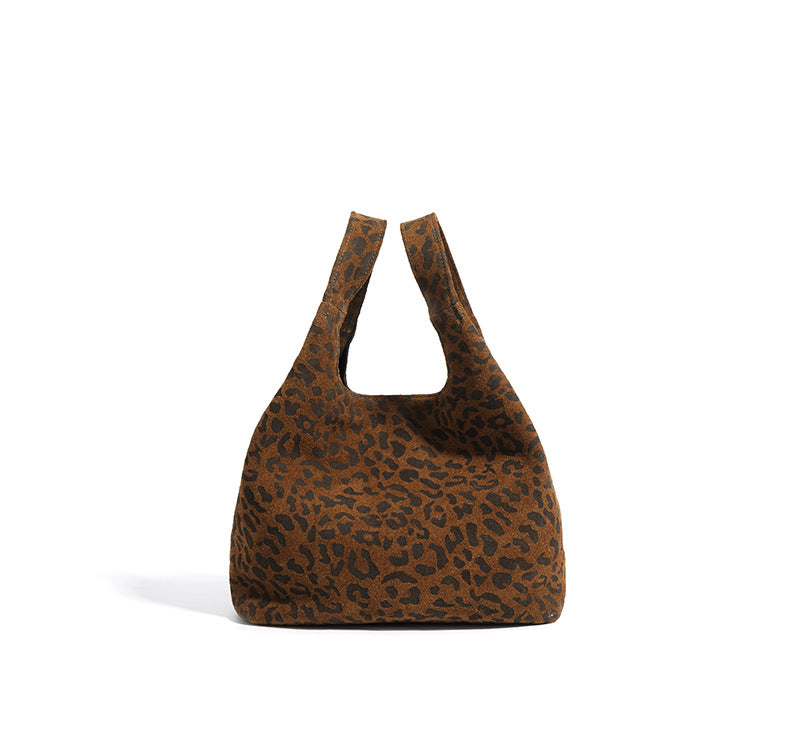 leopard-print suede tote with tag detail – NALA
