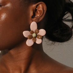 glossy flower stud earring in pastel bloom – MAIA