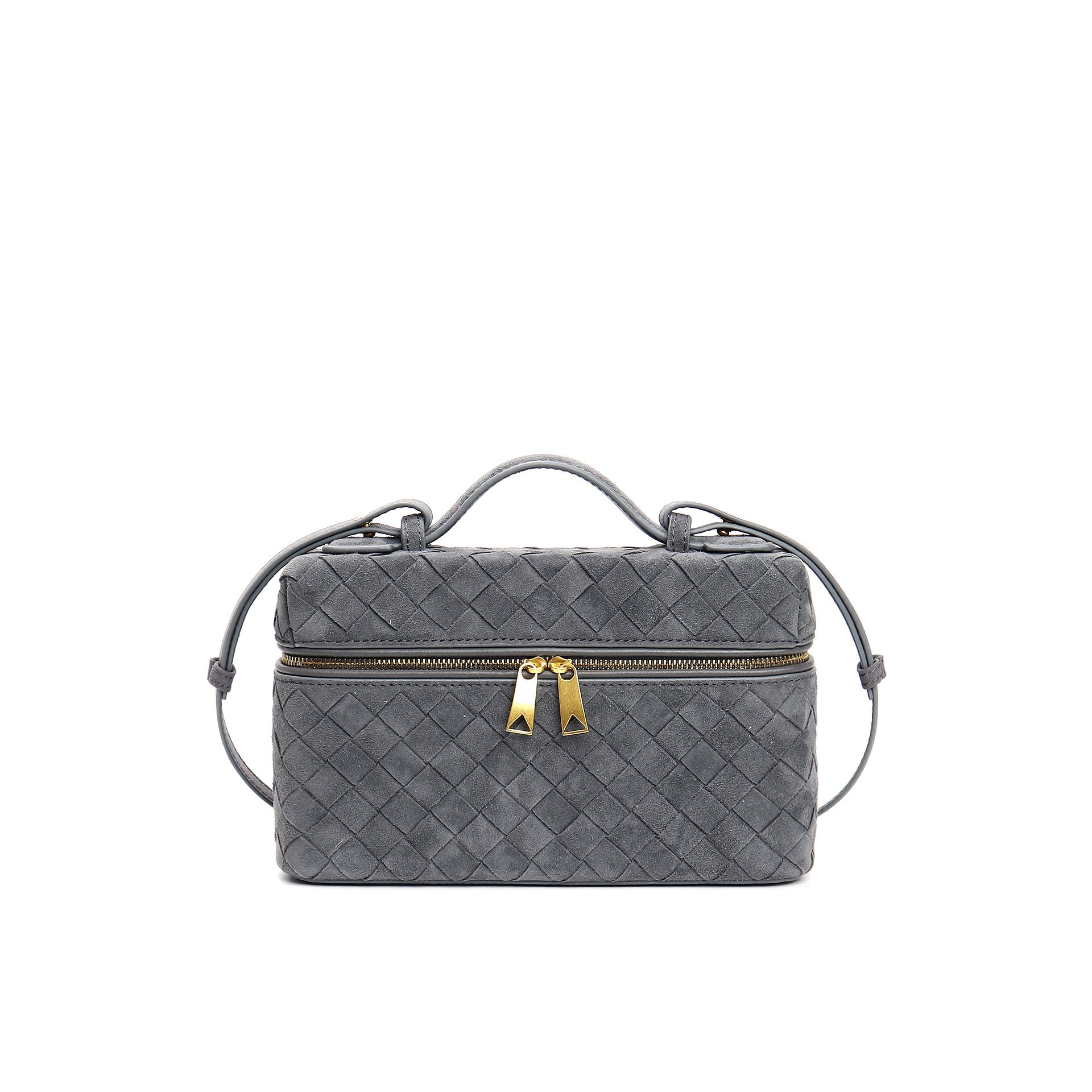 structured suede vanity bag with top handle - NOYA