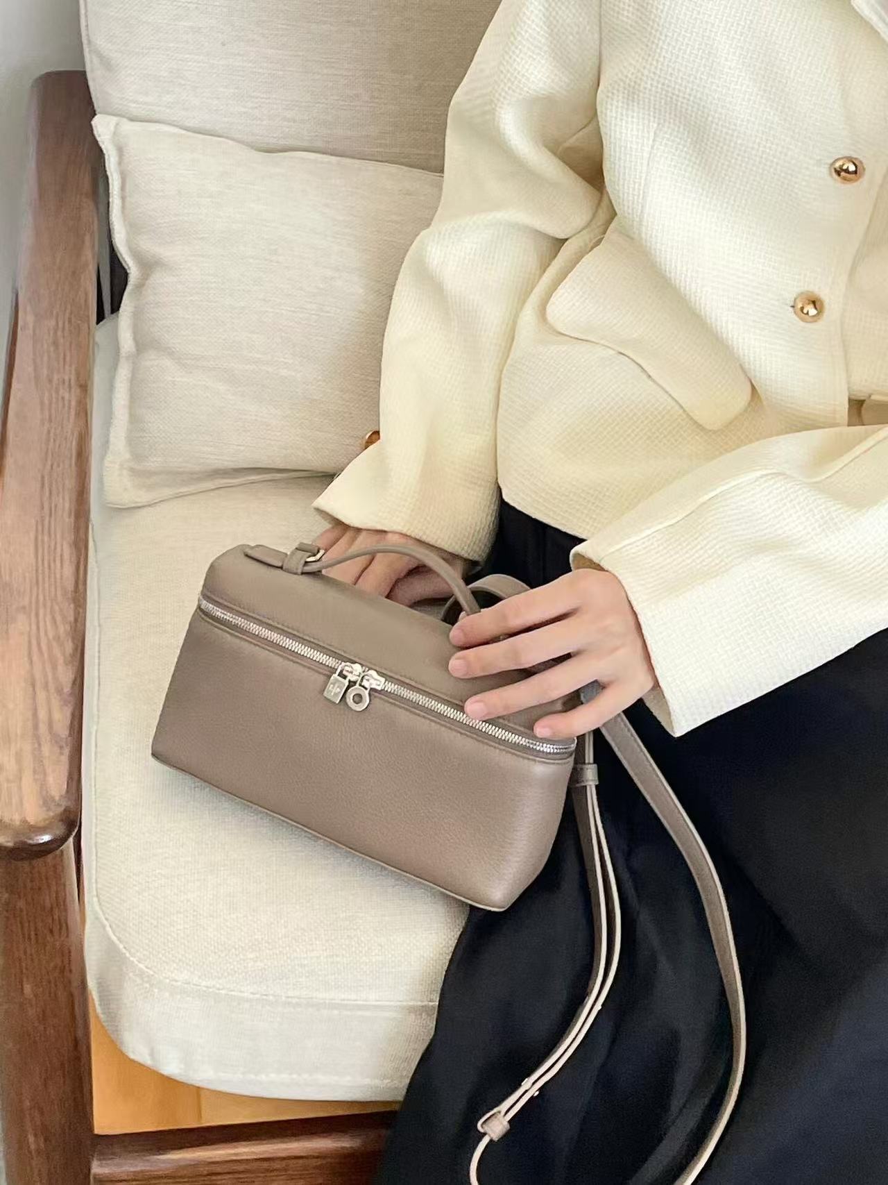 textured leather crossbody with top handle - ARYA