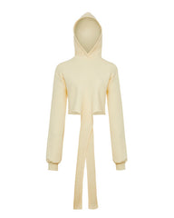 Cropped sweatshirt with extended front ties and hood – Rinta