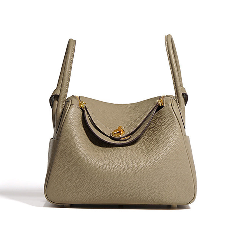 top-handle flap bag with soft grain leather finish - LÉTA