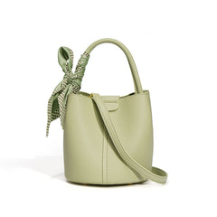 pebble-textured bucket bag with printed scarf detail - NORPA