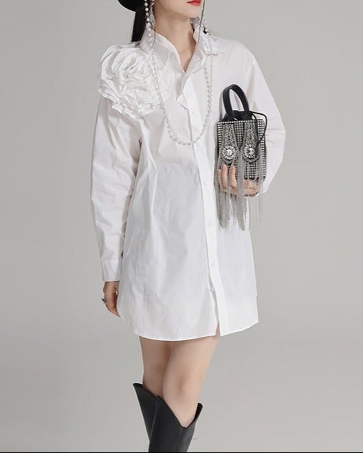 Puff sleeve shirt with floral embellishment - Enitu