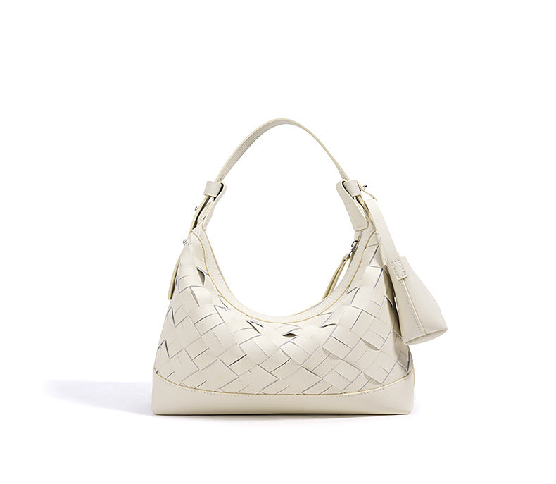 woven crescent shoulder bag with top handle – CELENE